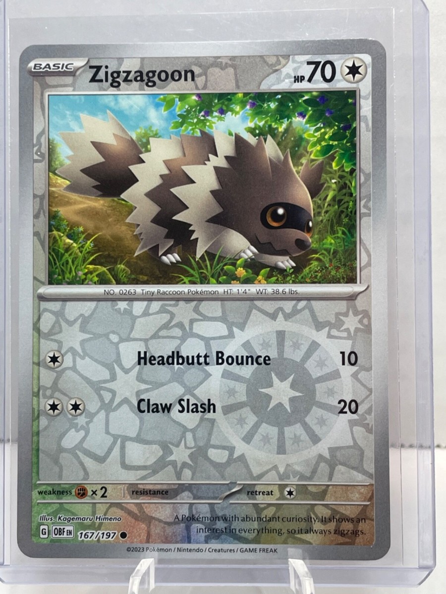 Zigzagoon 167/197 Obsidian Flames Reverse Holo Common Pokemon Card