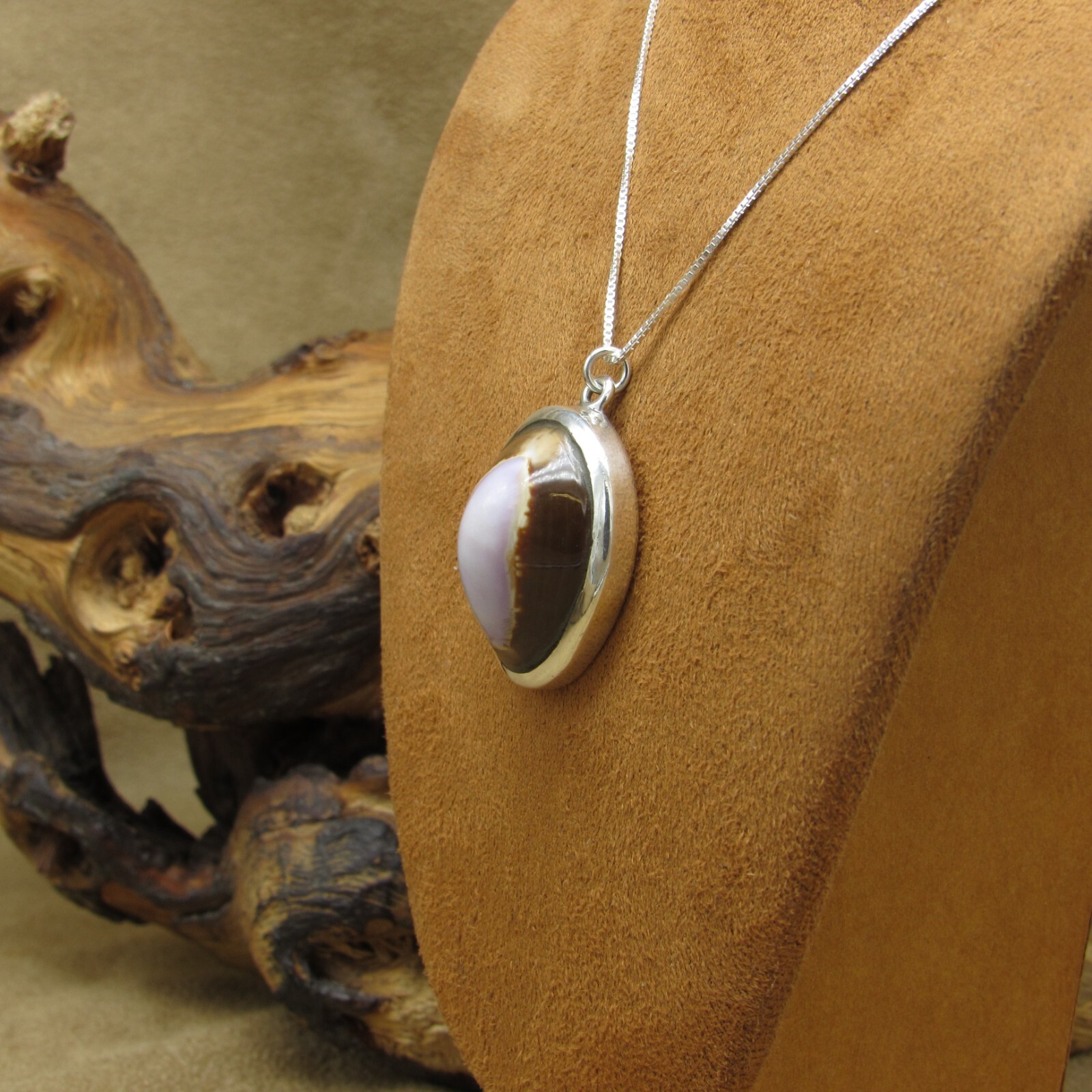 Vintage Sterling Silver Conch Shell Necklace - image 4