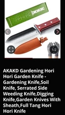 Hori Hori Garden Knife Stainless Weeding Digging + Leather Sheath + Gloves