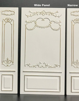WIDE wall panel - Royal Paneling line White Dollhouse miniature 1:12 DIY