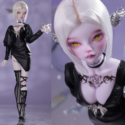 BJD Doll 1/4 Tattoo Girl Resin Ball Jointed Eyes Face Makeup Hair Clothes Shoes