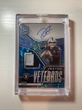 2021 Spectra Derek Carr Vested Veterans Patch Auto 4/7 Jersey Match