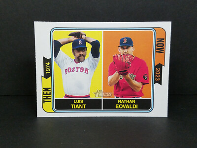 2023 Topps Heritage #TAN-10 Luis Tiant & Nathan Eovaldi - Then and Now Insert