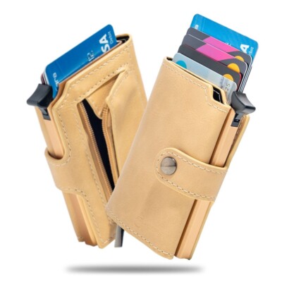 AT Allure-T   Slim Wallet Kreditkartenetui mit Münzfach mit RFID Schutz Beige