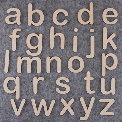 Arial abgerundete Schrift Alphabet Set 3 mm Sperrholz Kleinbuchstaben A-Z 26 Artikel
