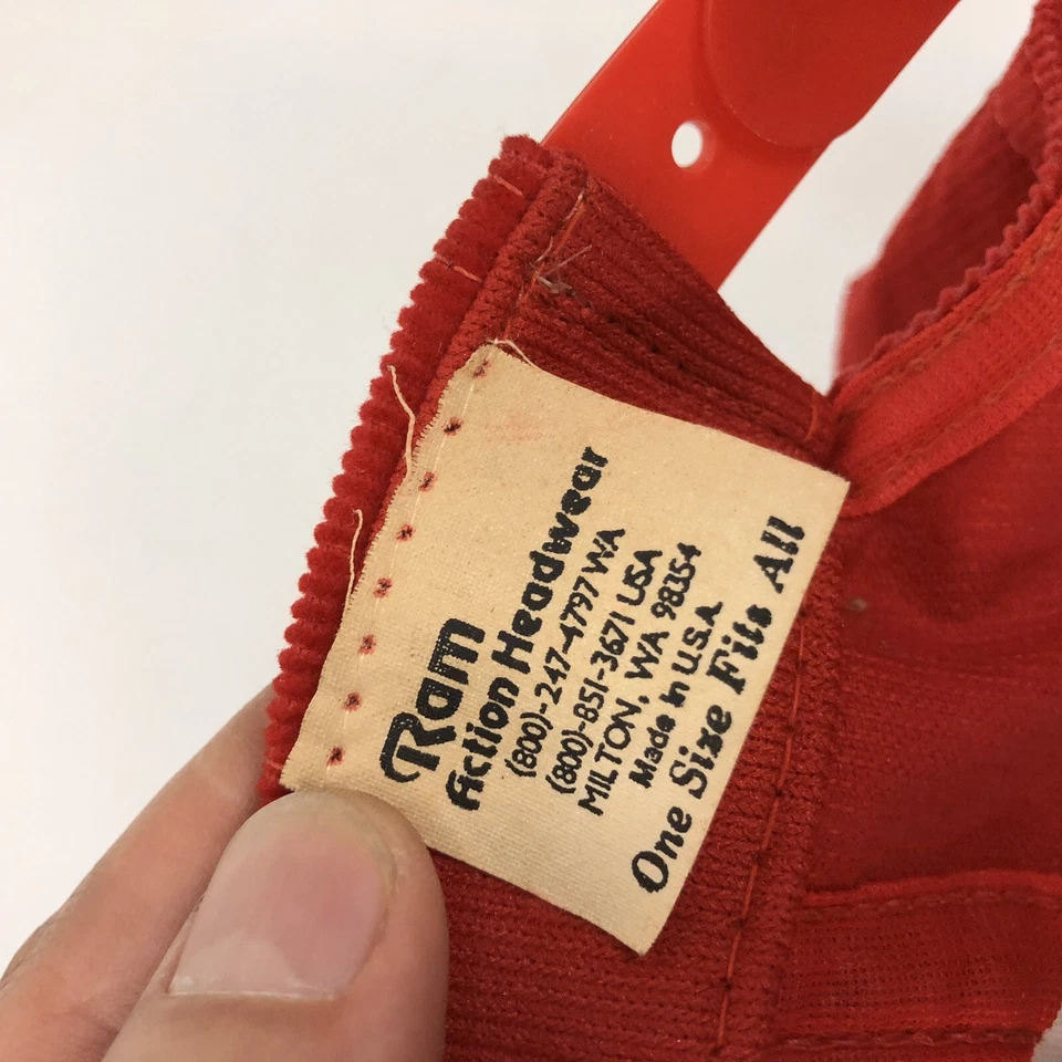 NOS Vtg Ram Action Red CORDUROY TRUCKER Hat BOEING 747 Air Plane Snapback Cap  - Image 3 of 4