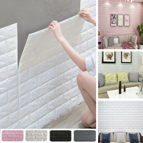 10x 3D Foam Brick Wall Stickers Self Adhesive Wallpaper Panels DIY Decals  Home | eBay