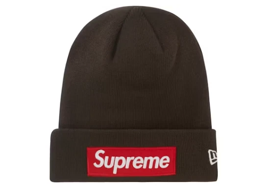 Bonnet marron Supreme x New Era boîte logo FW22 taille unique