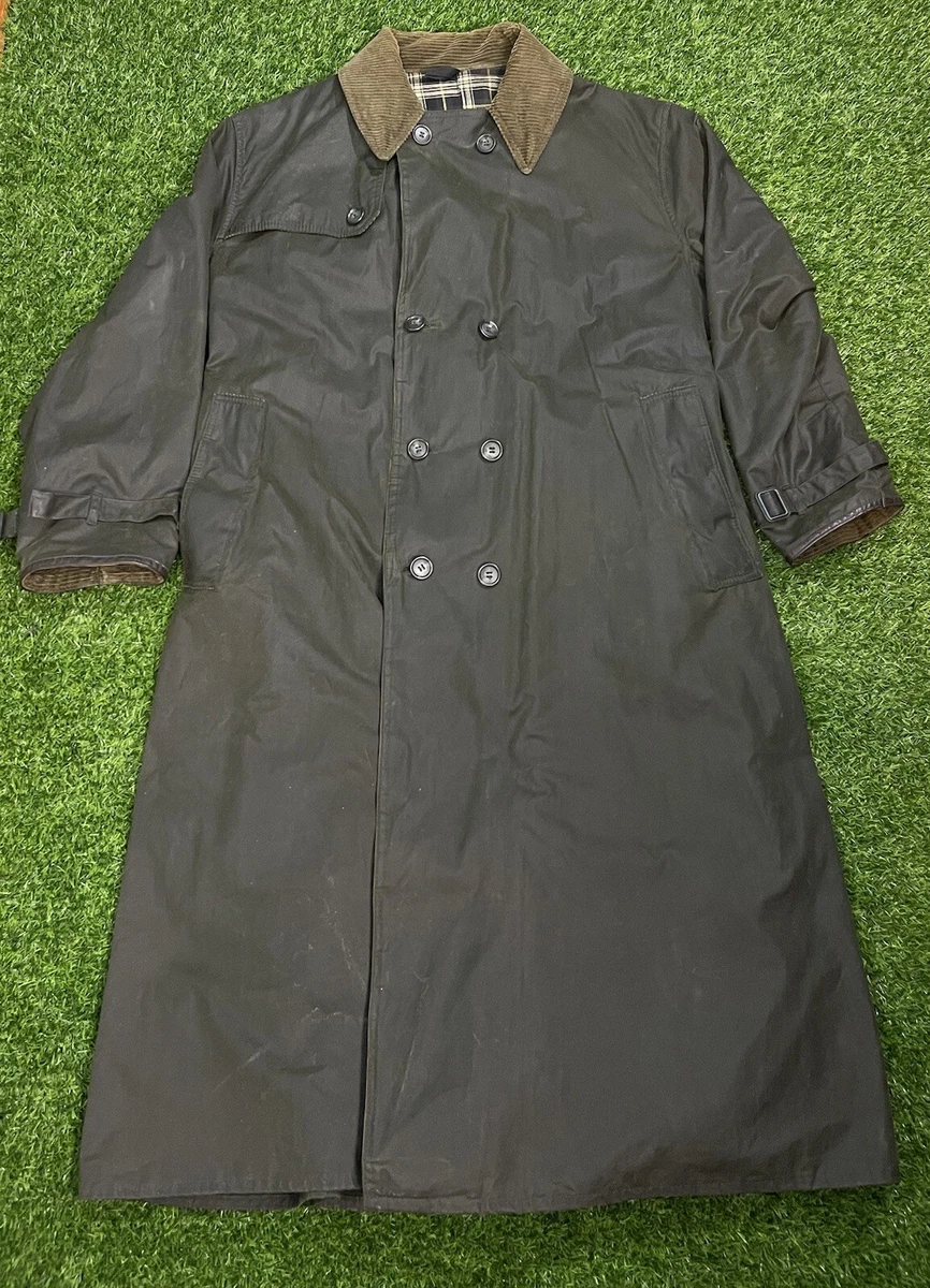 Vintage 90s A600 BARBOUR Olive Wax Trench Coat Sz C44 / 112CM Belted OLIVE GREEN