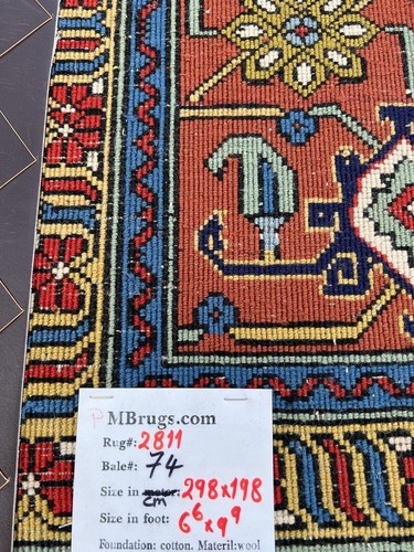 Sale Fine Navy Blue Pink Genuine Hand Knotted Area Rug Carpet 6’6”x9’9”,#2811 - Picture 15 of 15