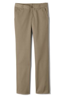 Lands' End Girls Perfect Fit Iron Knee Blend Chino Pants Khaki 5 NWOT (194)