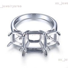 925 Sterling Silver Three Stone Setting Semi Mount Fashion Fine Jewelry Ring