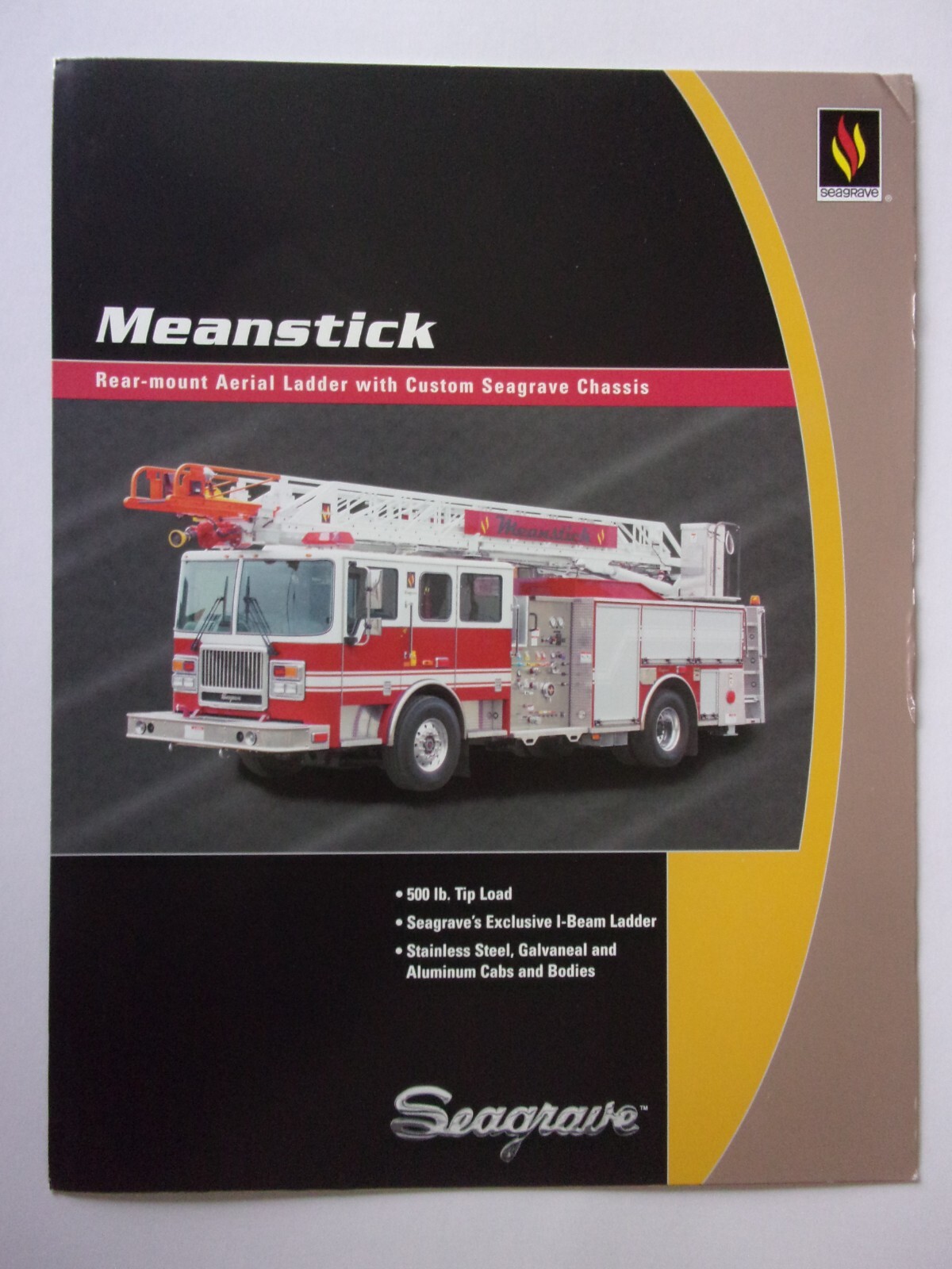 SEAGRAVE Fire Trucks with Meanstick Aerial Ladder orig 2004 USA Mkt