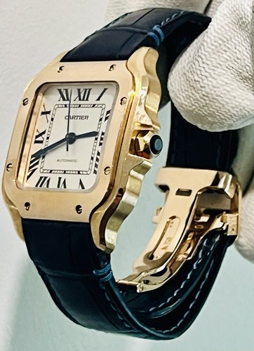 Cartier Santos 18K Rose Gold Automatic Medium Watch 4074 WGSA0028