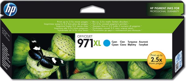 Original Hp 971XL Cyan Officejet Pro X451 X476 X551 Dw X576 Ovp Datum 02/2025-image