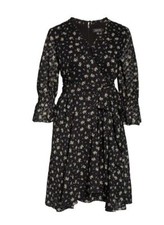 TAHARI Floral Chiffon Tie Waist 3/4 Dress with ruffled cuffs Size 18W