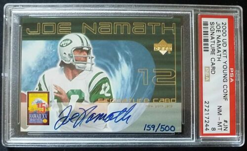 Joe Namath 2000 Upper Deck Auto Autograph On Card PSA 8 Numbered 159/500 Beauty