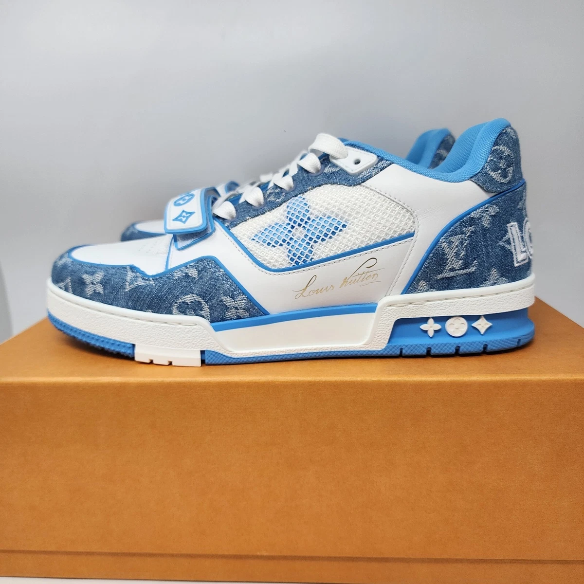 Louis Vuitton LV Trainer Monogram Light Blue Denim Men s UK 7.5 USA 8.5