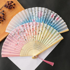 Traditional Asian style folding fan, Japanese hand fan, Vintage handheld fan