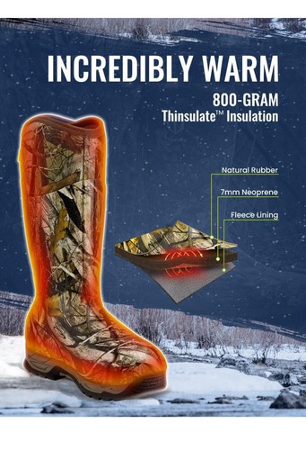 TIDEWE Rubber Hunting Boots Waterproof Insulated Camo G2 Men Size 6 Women Size 8 - Picture 3 of 22