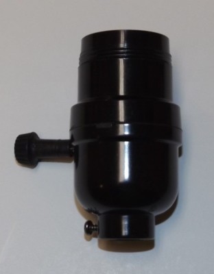 BLACK PLASTIC ON-OFF TURN KNOB LAMP SOCKET WITH UNO THREADS NEW 47678JB