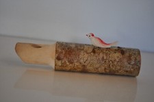 Hand Carved Wooden Whistle With Birds: Folk Art Free Shipping