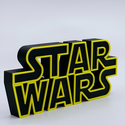 Star Wars Logo Sign 3D Printed Freestanding Display Black Yellow Decor Gift
