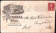 1923 The Russell Hotel Charleston MO  Advertising Cover