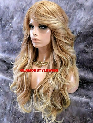 FULL WIG EXTRA LONG WAVY LAYERED MEDIUM BLONDE MIX #T27.613 HEAT OK NWT