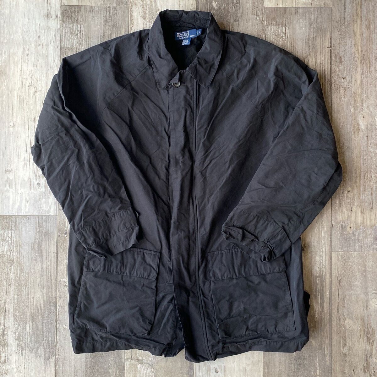 Vintage 90s Polo Ralph Lauren Black Trench Coat Zip Up Vintage 90s Polo Ralph Lauren Black Trench Coat Zip Up