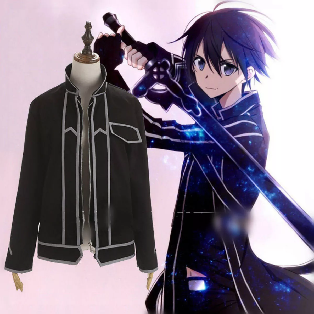Sword Art Online Kirito Jacket uniform Cosplay Costume custom made DC