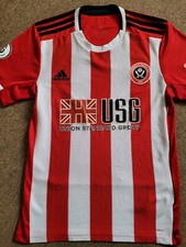 SHEFFIELD UNITED HOME SHIRT 19/20 RED & WHITE SMALL ADIDAS PREMIER LEAGUE BADGE