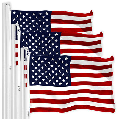 G128 3 Pack: American USA Flag 4x6 Ft LiteWeave Pro Series Printed 150D Poly