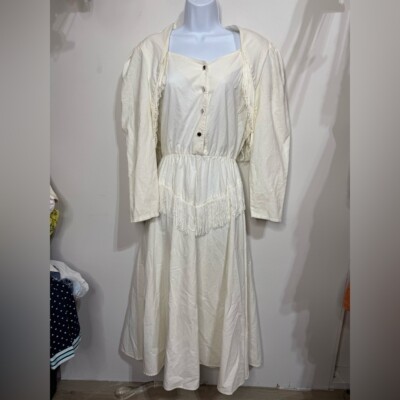 Vintage Lilian Smitty Exclusive White Ivory Western Rodeo Fringe Western  Dress