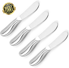 4-Piece Spreader Knife Set, Stainless Steel Butter & Cheese Knives, 5.3-Inch