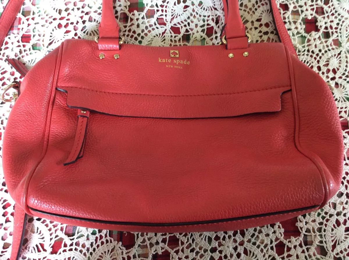 KATE SPADE New York Coral Pebbled Leather Purse Shoulder Bag Satchel Zippered