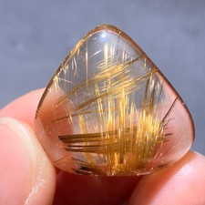 Natural Golden Rutile Quartz Crystal Polished freeform Teardorp Pendant