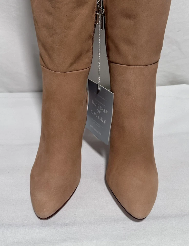 Antonio Melani 靴子及膝鞋 7M 宽小牛皮女式裸色棕褐色米色 $198 — 第 3/4 张图片
