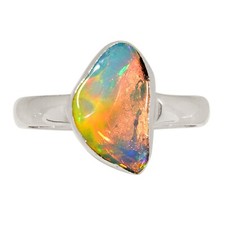 Natural Ethiopian Opal Rough 925 Sterling Silver Ring Jewelry s.6 ALLR-32198