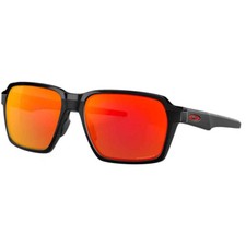 Oakley Parlay Sonnenbrille Brille Aluminium Sunglasses Schwarz Rot OO4143-0358