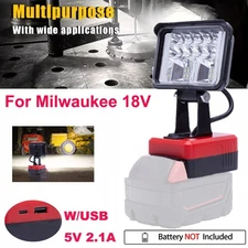 Cordless LED Work Light For Milwaukee 18V Lithium Battery Outdoor Lamp w/USB New