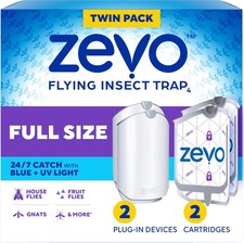 Zevo 2 Flying Insect Traps 2 Refill Cartridges - Plug in Fly Trap Indoor Bug