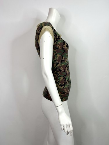 Vintage Jean Paul Gaultier Zielony Moro Nadruk Top S 40 - Zdjęcie 2 z 5