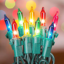 Clear Christmas Lights Green Wire 100 Count 23Feet Incandescent Bulb Mini String