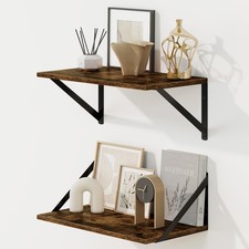 Deep Floating Shelves for Wall, 16W x 8D Wall Mounted Shelves Set of 2, Wide ...