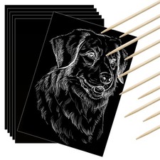 60PCS Scratch Paper Art Set 7.2x5in Black Scratchboard with Stylus for DIY Gifts