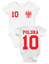 Youth Designz Baby Strampler Polen mit WUNSCHNAME + NUMMER Trikot Body WM Polska