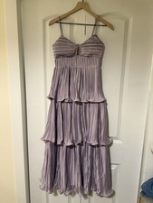 Astr The Label Lupin Pleated Satin Dress Purple Ruffle XS
