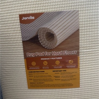 Jorvila Non-Slip Rug Pad Beige PVC-Coated Polyester Vacuum-Friendly Trim to Fit