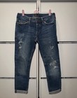 River Island Blue Denim Jeans Tapered Distressed Solid 5-Pocket size 26 short — photo 1